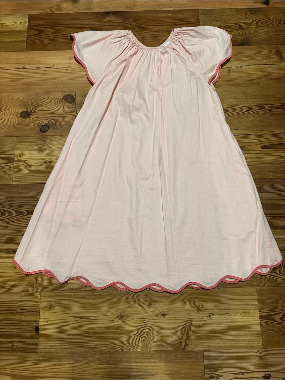 Light Pink Mini Dress with Scalloped Trim